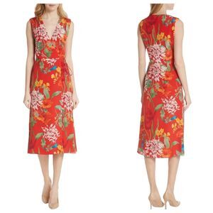 Alice + Olivia Red Floral Midi Dress